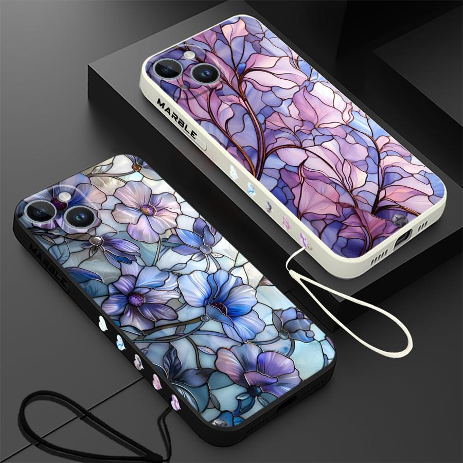 Lanyard Anime Logo - Çiçek Mermer Telefon Kılıfı için iPhone