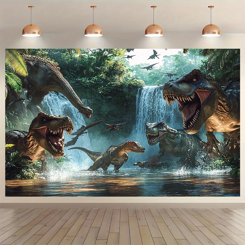 Wall Scroll Tapestry - Dinozor Macera Gobleni Duvar Asılısı Canlı