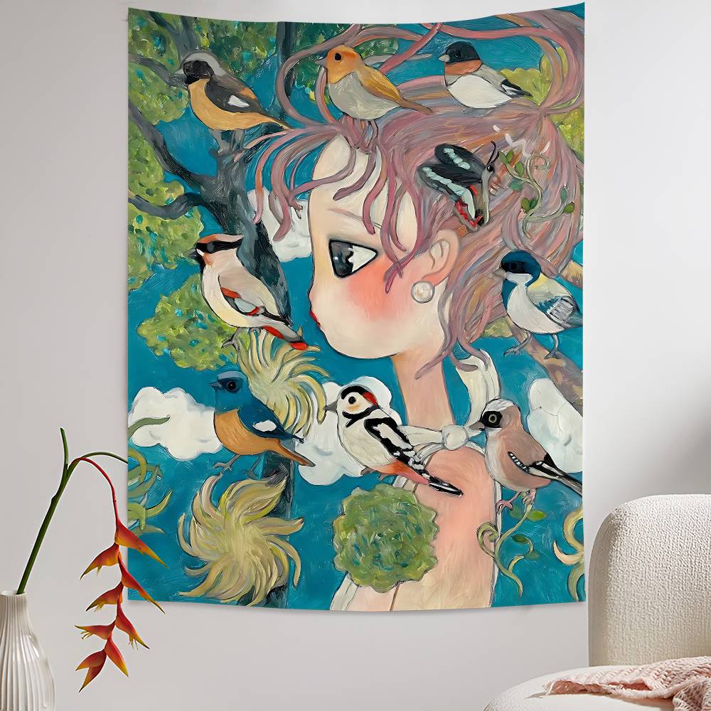 Wall Scroll Tapestry - Aya Takano Karikatür Renkli Goblen Duvar