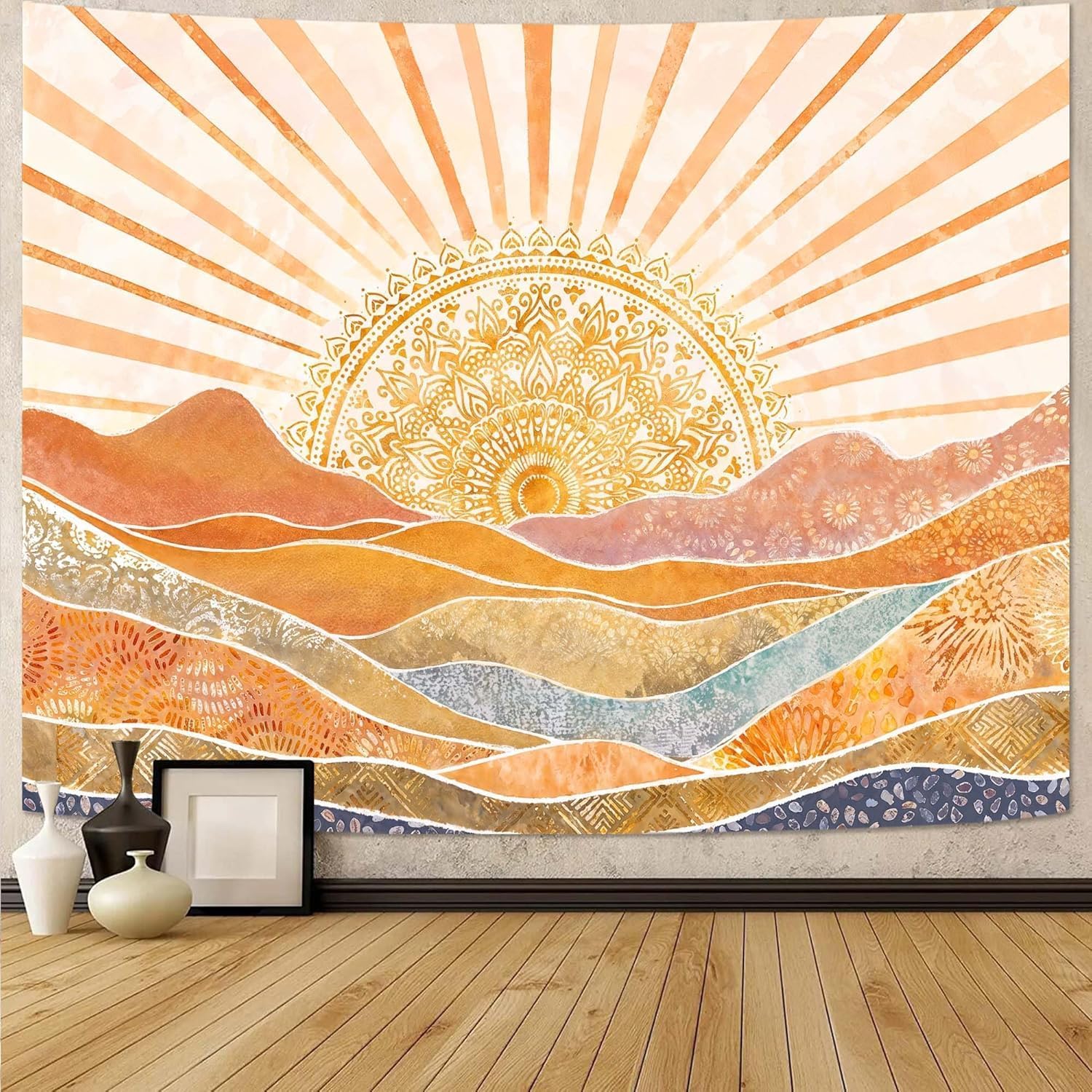 Estetik Boho Güneş Dağı Goblen - Wall Scroll Tapestry incelemesi ve fiyatı