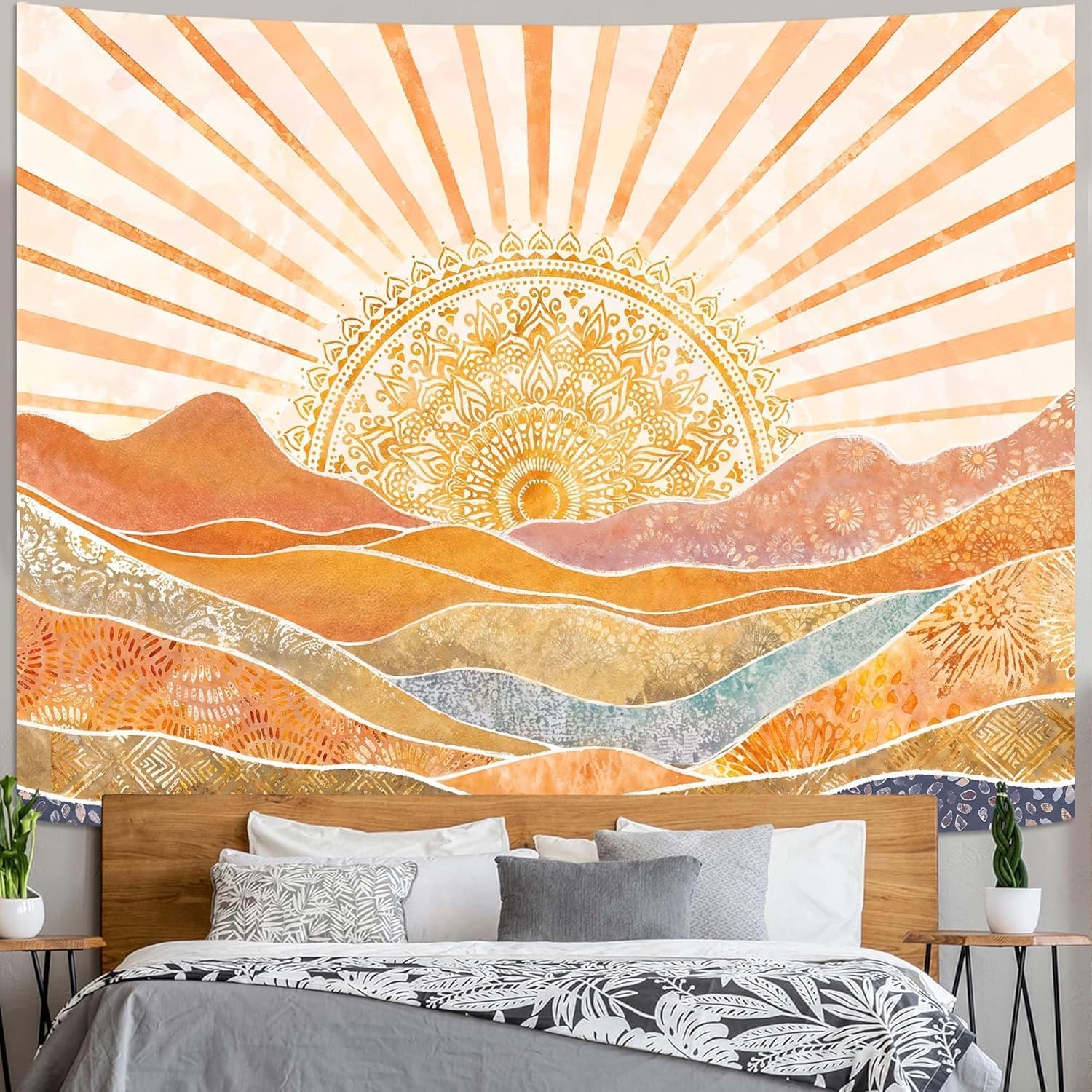 Estetik Boho Güneş Dağı Goblen - Wall Scroll Tapestry incelemesi ve fiyatı